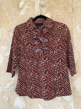 Ninety Black Blouse with Pink & Cream Polka Dots